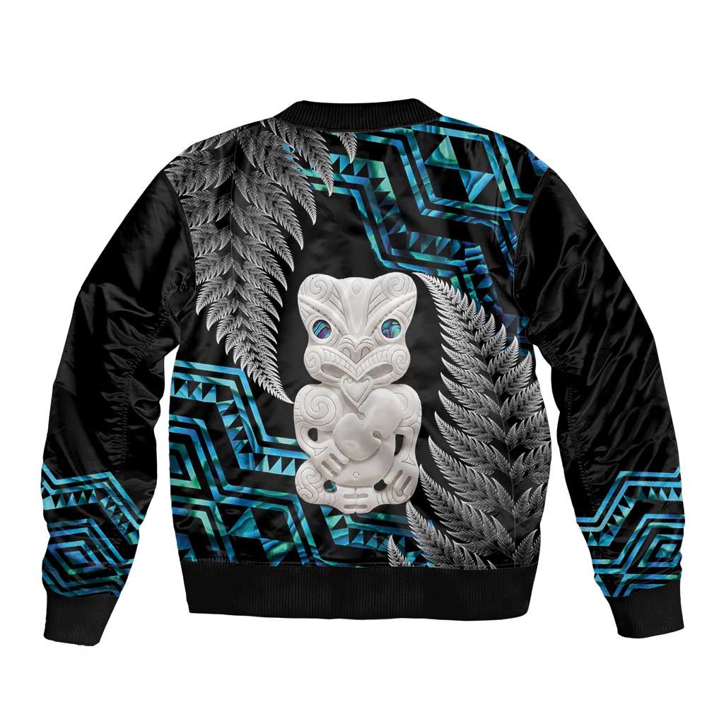 Aotearoa Taniko Paua Shell With Hei Tiki Bomber Jacket
