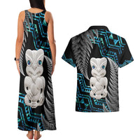 Aotearoa Taniko Paua Shell With Hei Tiki Couples Matching Tank Maxi Dress and Hawaiian Shirt LT14 - Polynesian Pride