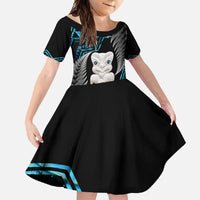 Aotearoa Taniko Paua Shell With Hei Tiki Family Matching Summer Maxi Dress and Hawaiian Shirt LT14 Daughter's Dress Black - Polynesian Pride