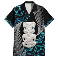 Aotearoa Taniko Paua Shell With Hei Tiki Family Matching Summer Maxi Dress and Hawaiian Shirt LT14 Dad's Shirt - Short Sleeve Black - Polynesian Pride