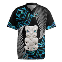Aotearoa Taniko Paua Shell With Hei Tiki Rugby Jersey LT14 Black - Polynesian Pride