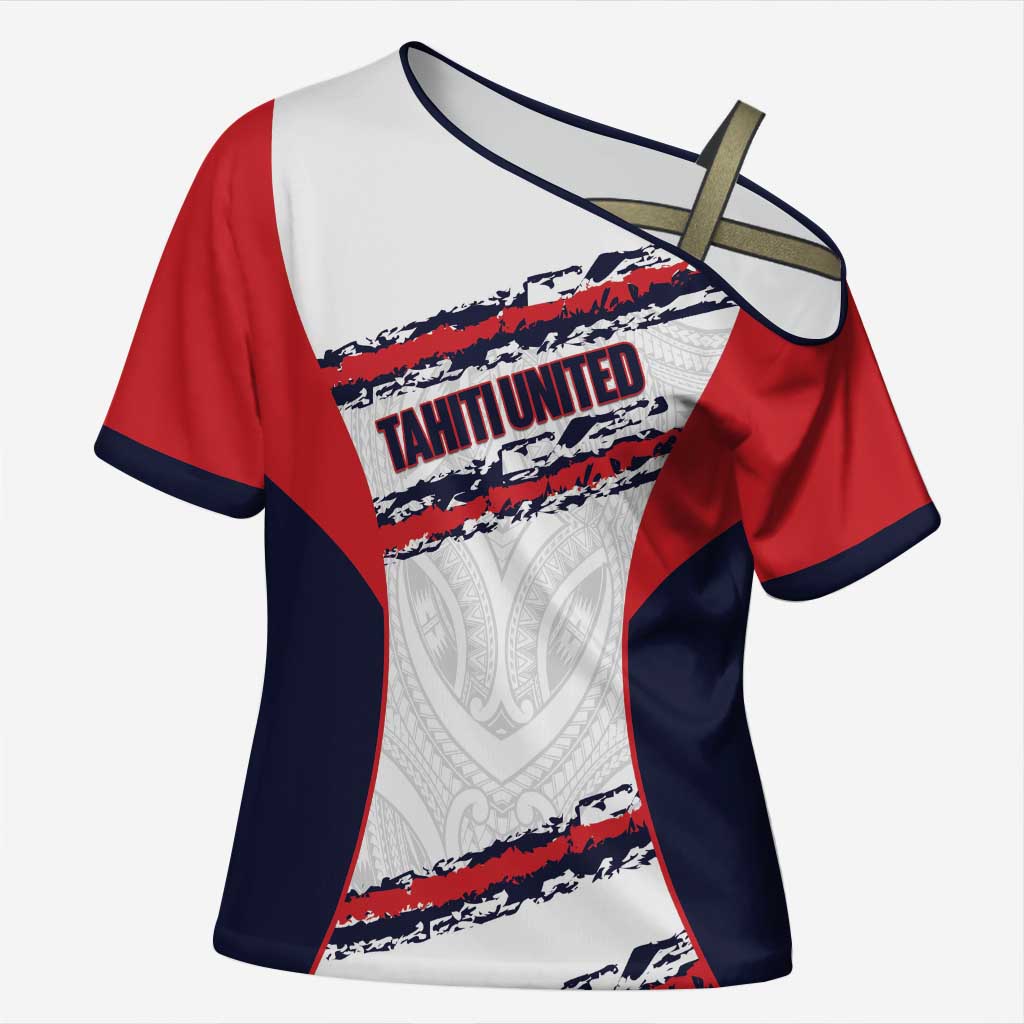 AS Venus Tahiti Football Custom Cross Shoulder Shirt Go Champions Polynesian Pattern