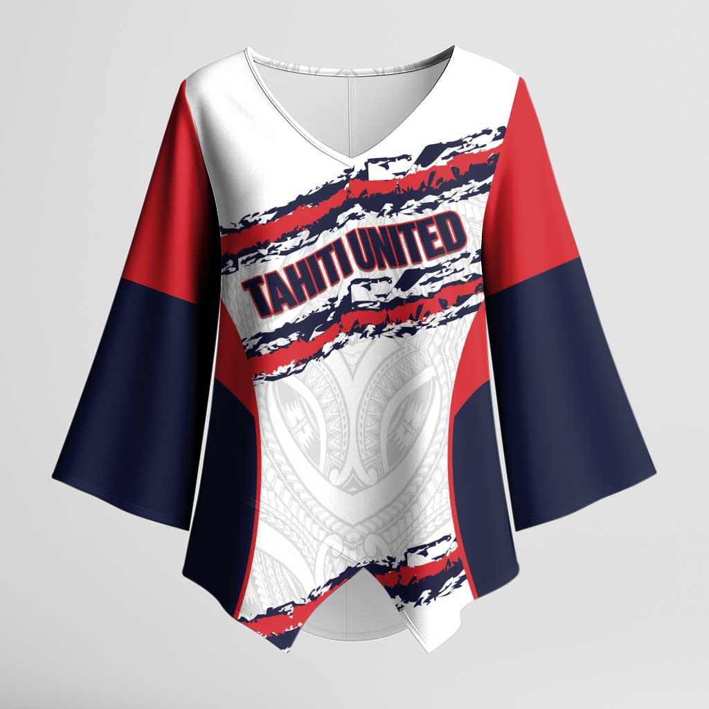 AS Venus Tahiti Football Custom Kimono Sleeve Blouse Go Champions Polynesian Pattern