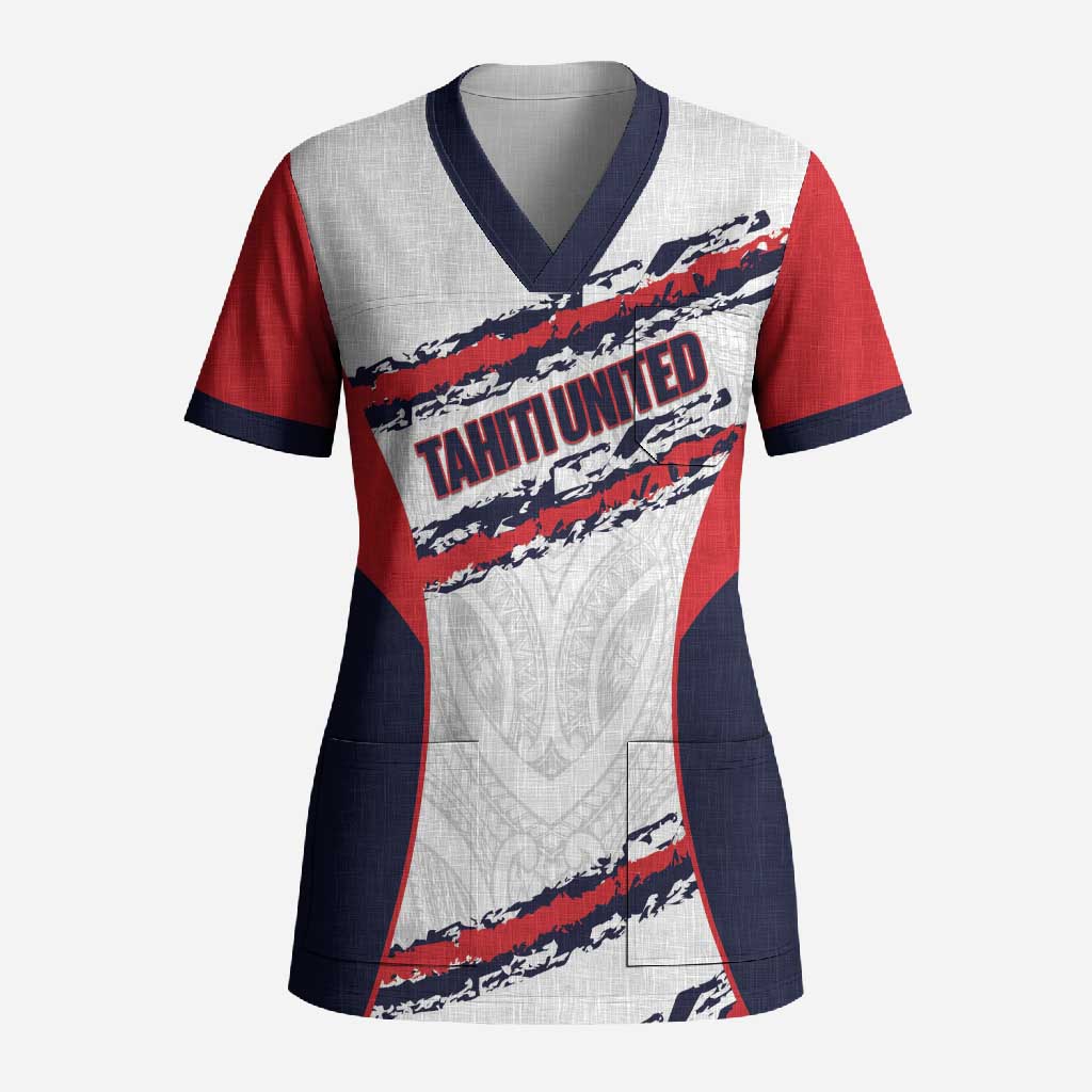 AS Venus Tahiti Football Custom Scrub Top Go Champions Polynesian Pattern