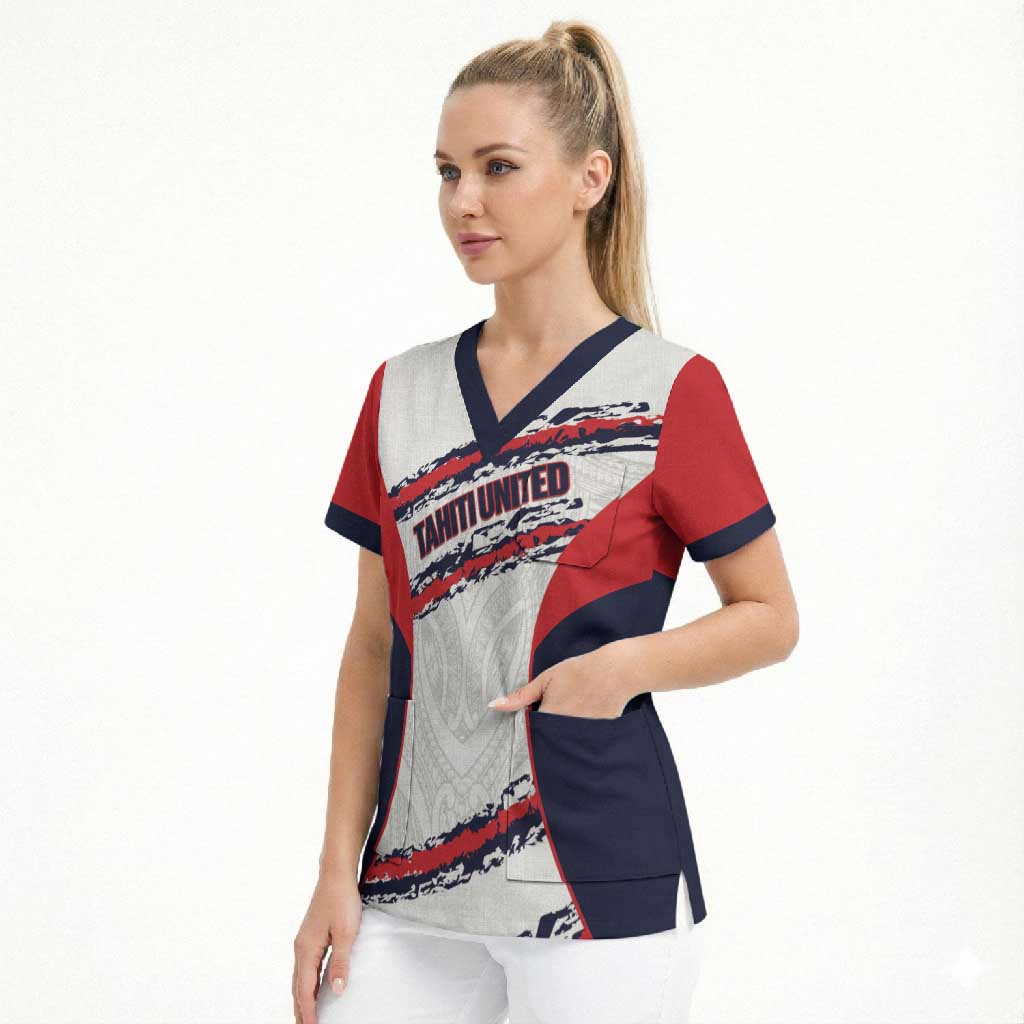 AS Venus Tahiti Football Custom Scrub Top Go Champions Polynesian Pattern