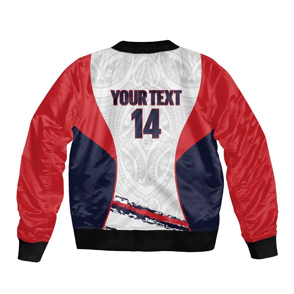 AS Venus Tahiti Football Custom Sleeve Zip Bomber Jacket Go Champions Polynesian Pattern
