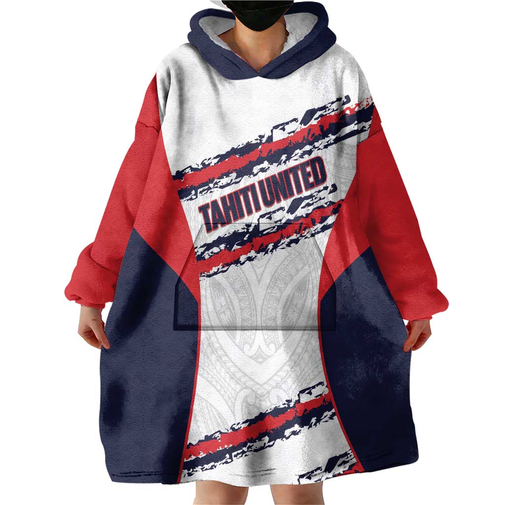 AS Venus Tahiti Football Custom Wearable Blanket Hoodie Go Champions Polynesian Pattern