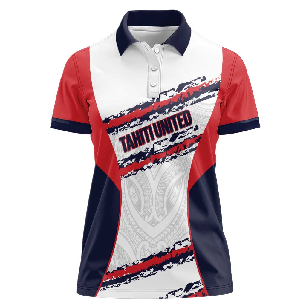 AS Venus Tahiti Football Custom Women Polo Shirt Go Champions Polynesian Pattern