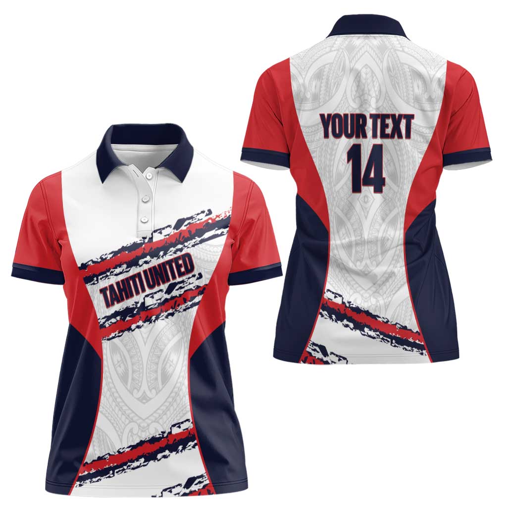 AS Venus Tahiti Football Custom Women Polo Shirt Go Champions Polynesian Pattern