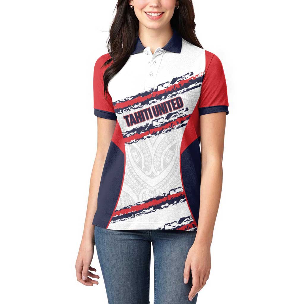 AS Venus Tahiti Football Custom Women Polo Shirt Go Champions Polynesian Pattern