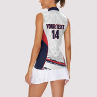 AS Venus Tahiti Football Custom Women Sleeveless Polo Shirt Go Champions Polynesian Pattern LT14 - Polynesian Pride