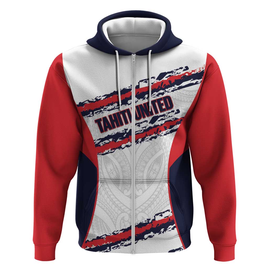 AS Venus Tahiti Football Custom Zip Hoodie Go Champions Polynesian Pattern