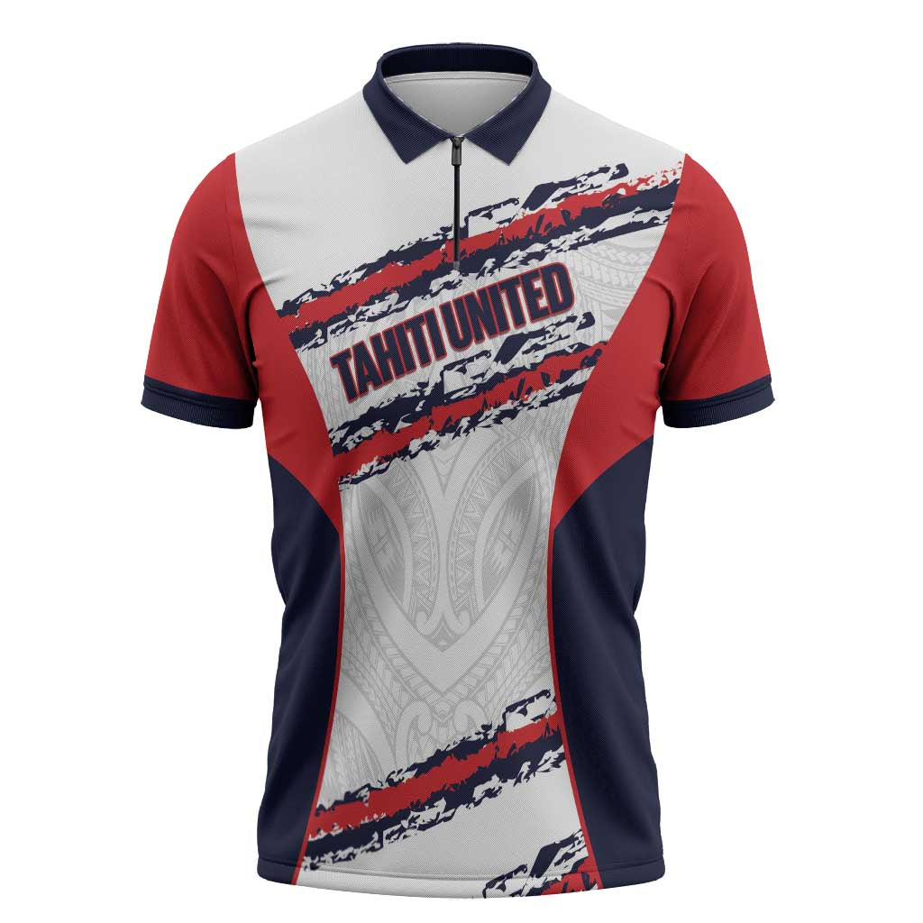 AS Venus Tahiti Football Custom Zipper Polo Shirt Go Champions Polynesian Pattern