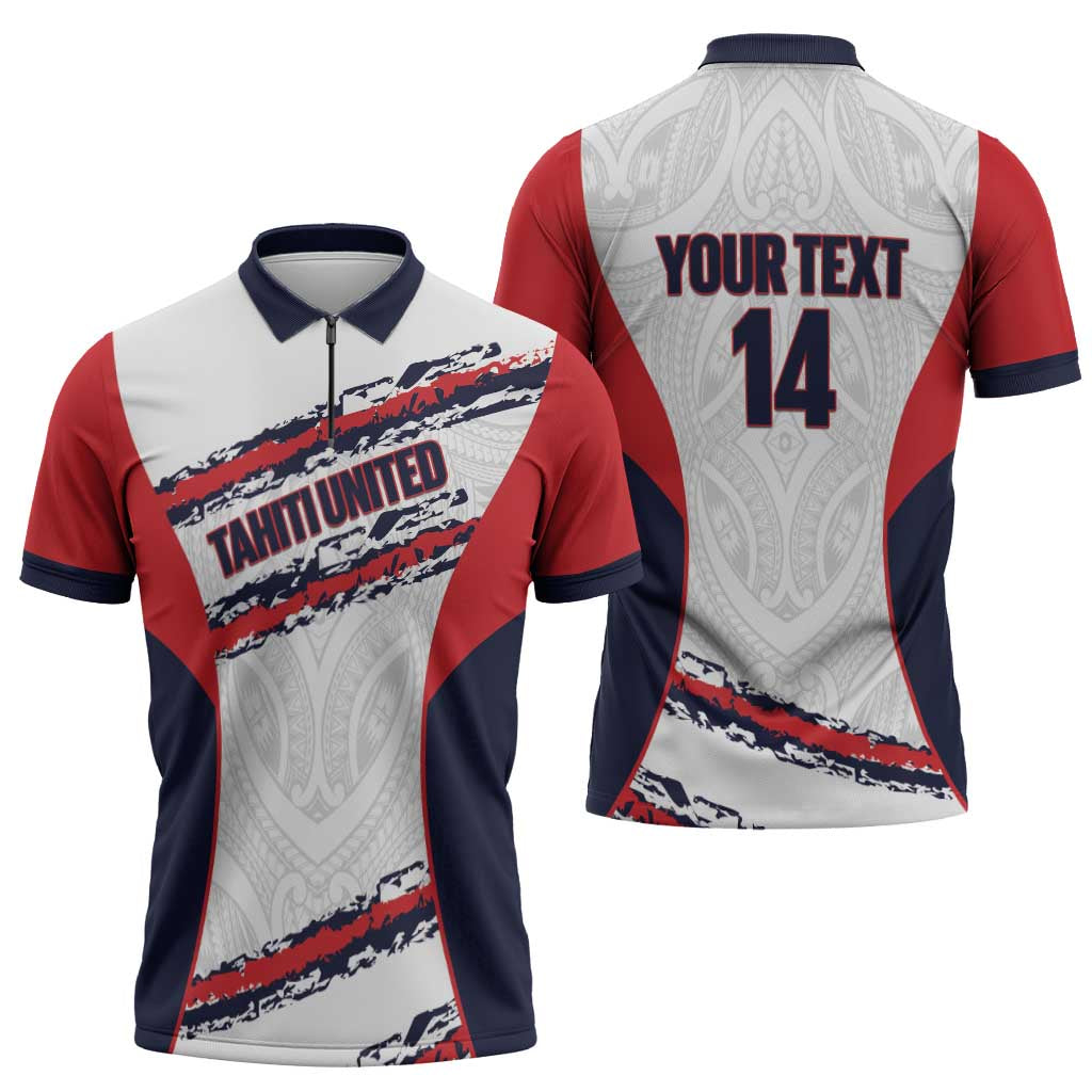 AS Venus Tahiti Football Custom Zipper Polo Shirt Go Champions Polynesian Pattern