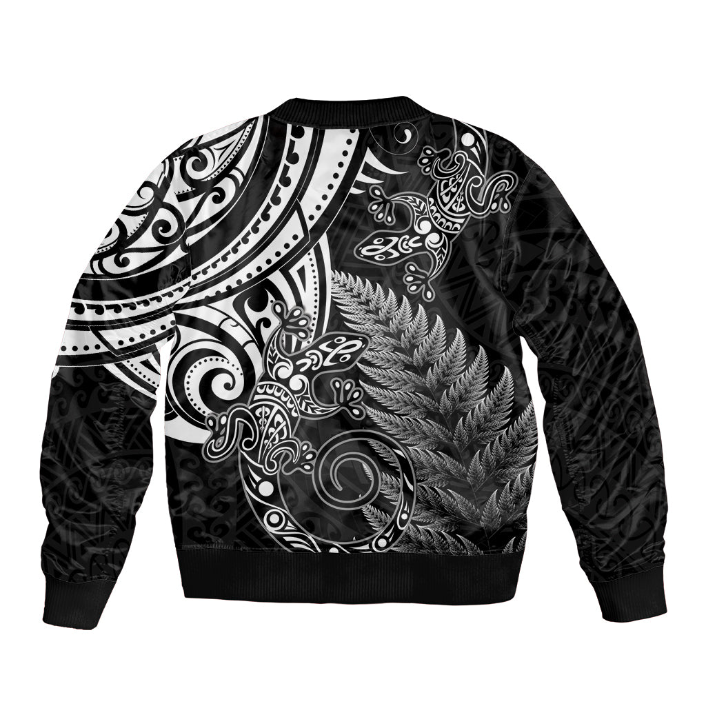New Zealand Lizard Bomber Jacket Silver Fern Aotearoa Maori LT14 - Polynesian Pride