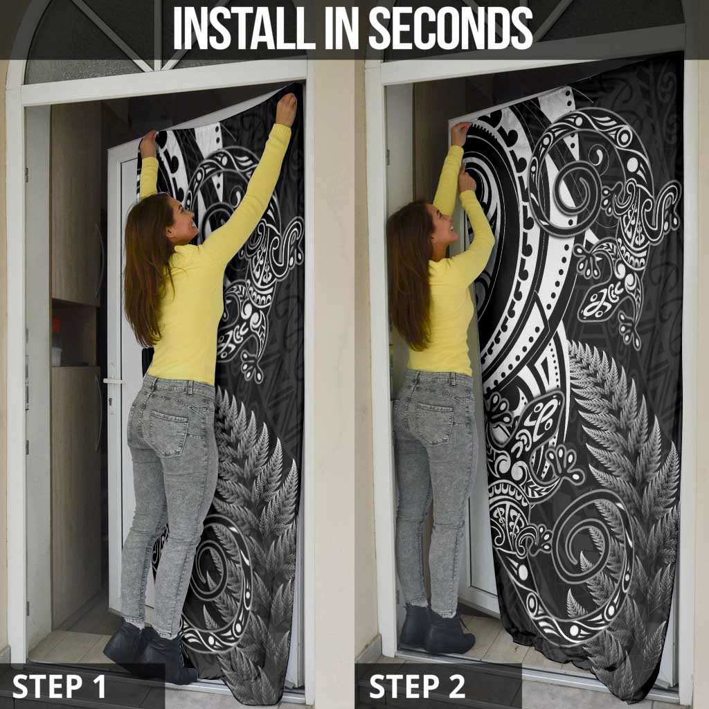 New Zealand Lizard Door Cover Silver Fern Aotearoa Maori - Polynesian Pride