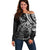 New Zealand Lizard Off Shoulder Sweater Silver Fern Aotearoa Maori LT14 Women Black - Polynesian Pride