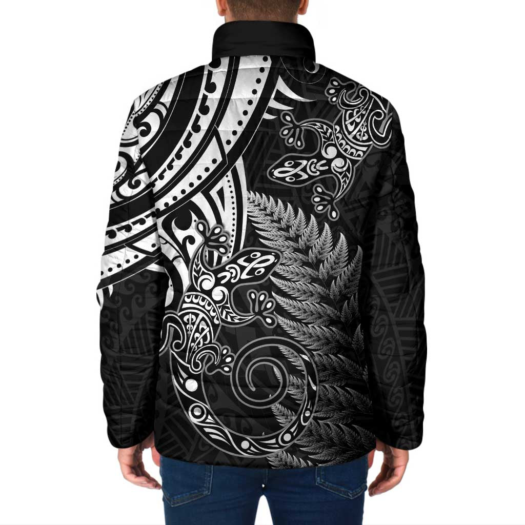 New Zealand Lizard Padded Jacket Silver Fern Aotearoa Maori - Polynesian Pride