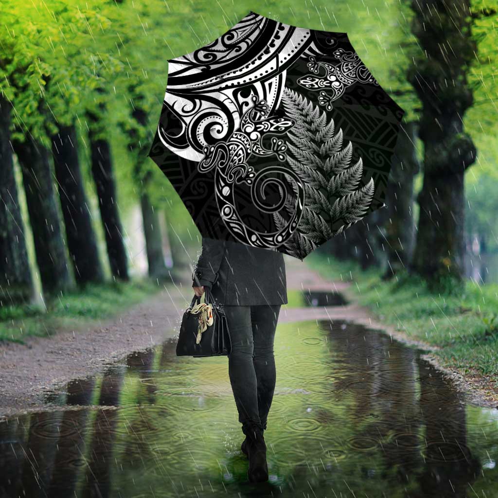 New Zealand Lizard Umbrella Silver Fern Aotearoa Maori - Polynesian Pride