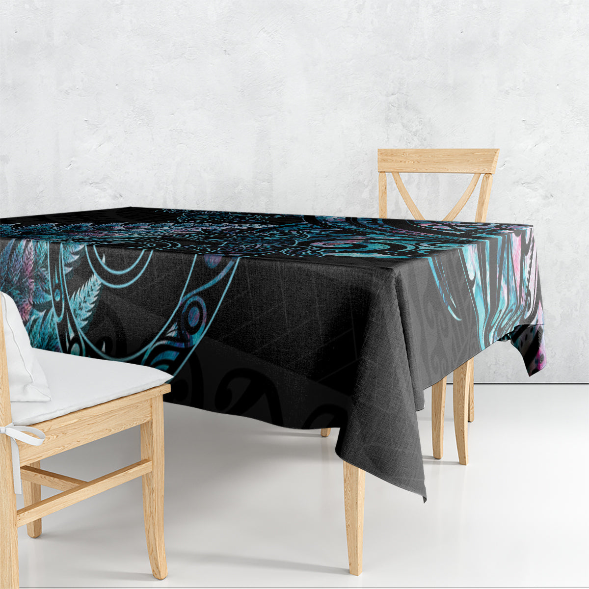 New Zealand Lizard Tablecloth Silver Fern Aotearoa Maori With Paua Shell