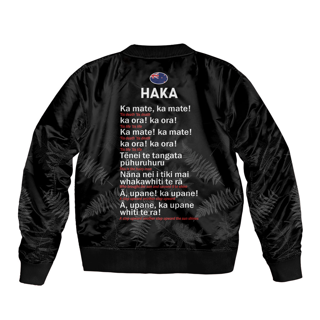 New Zealand Haka Rugby Bomber Jacket 2024 Pacific Go Black Silver Fern LT14 - Polynesian Pride