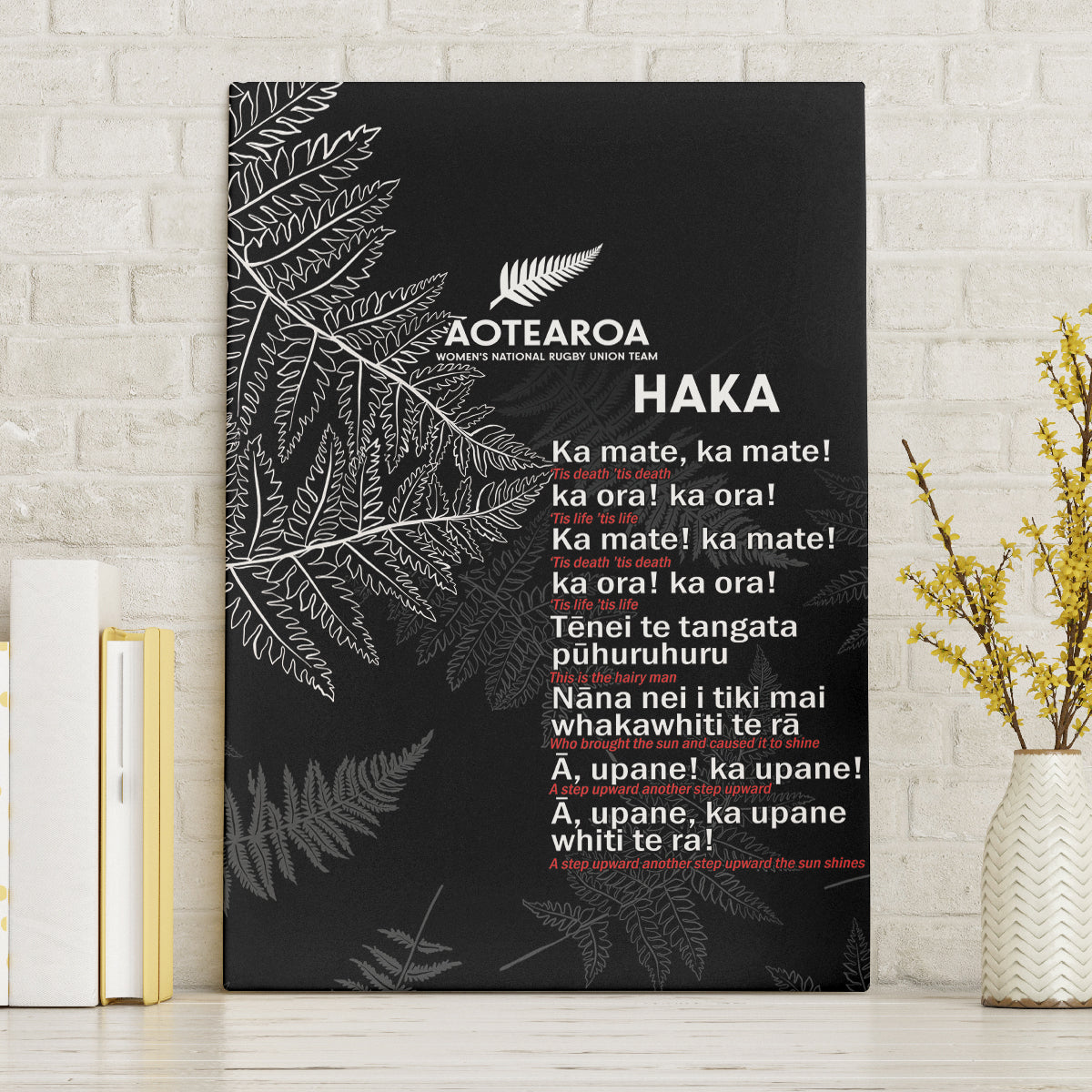 Custom New Zealand Haka Rugby Canvas Wall Art 2024 Pacific Go Black Silver Fern