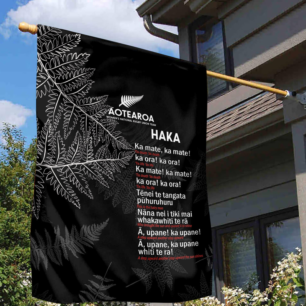 Custom New Zealand Haka Rugby Garden Flag 2024 Pacific Go Black Silver Fern