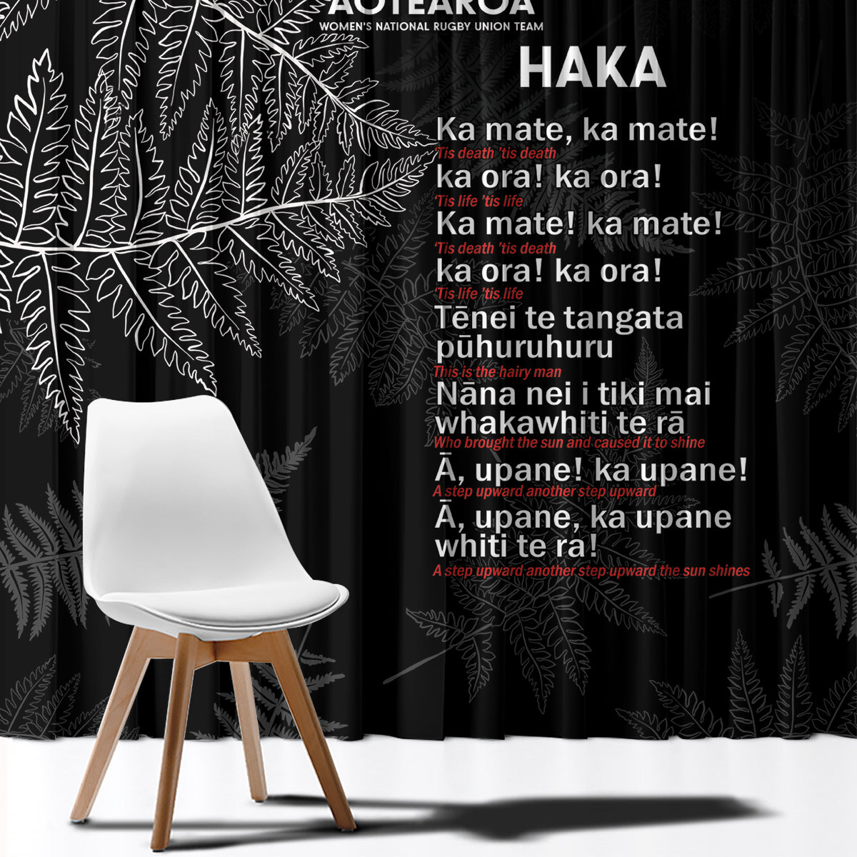 Custom New Zealand Haka Rugby Window Curtain 2024 Pacific Go Black Silver Fern LT14 - Polynesian Pride