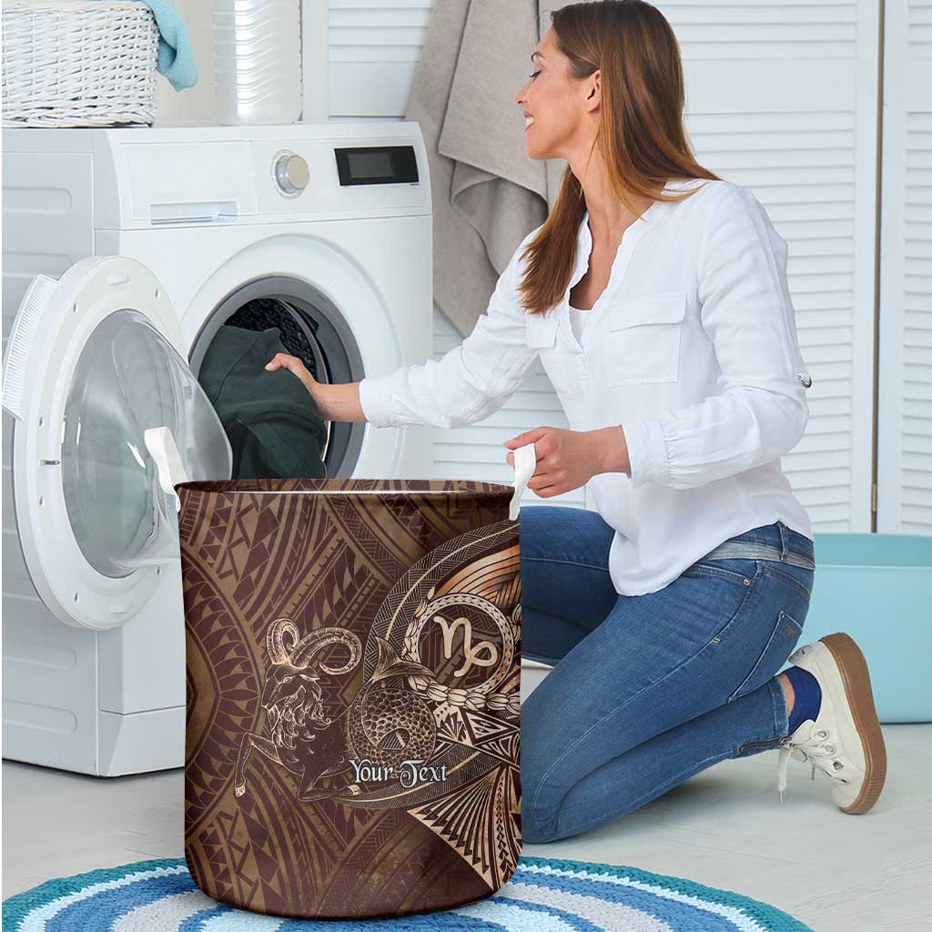Personalised Polynesia Zodiac Capricorn Laundry Basket Galaxy Polynesian Pattern Chest Tattoo Style