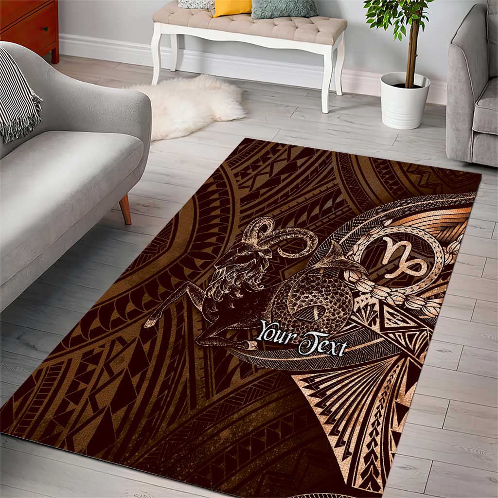 Personalised Polynesia Zodiac Capricorn Area Rug Galaxy Polynesian Pattern Chest Tattoo Style