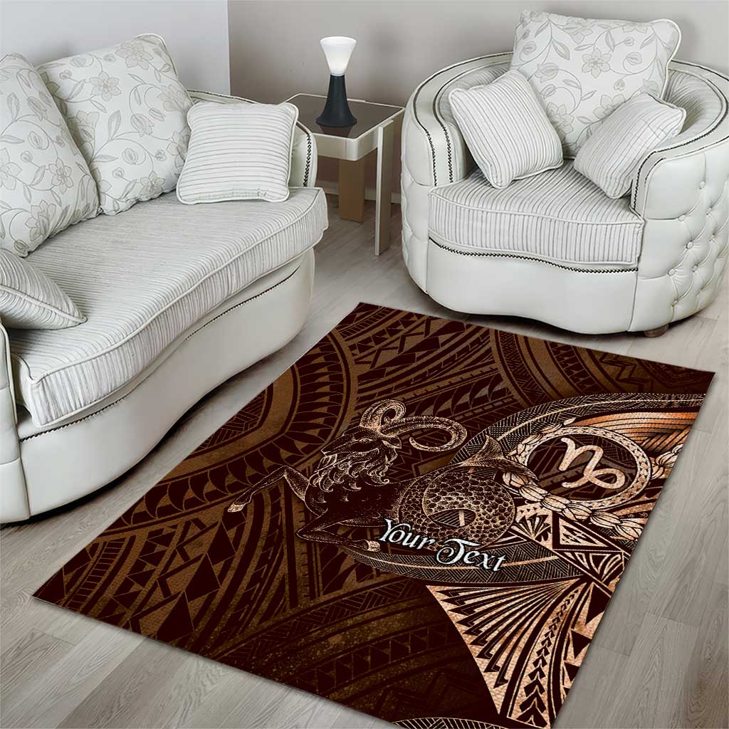 Personalised Polynesia Zodiac Capricorn Area Rug Galaxy Polynesian Pattern Chest Tattoo Style