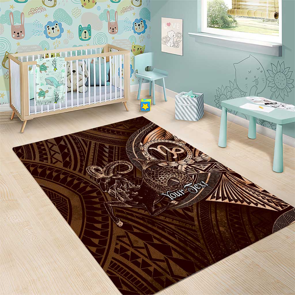 Personalised Polynesia Zodiac Capricorn Area Rug Galaxy Polynesian Pattern Chest Tattoo Style