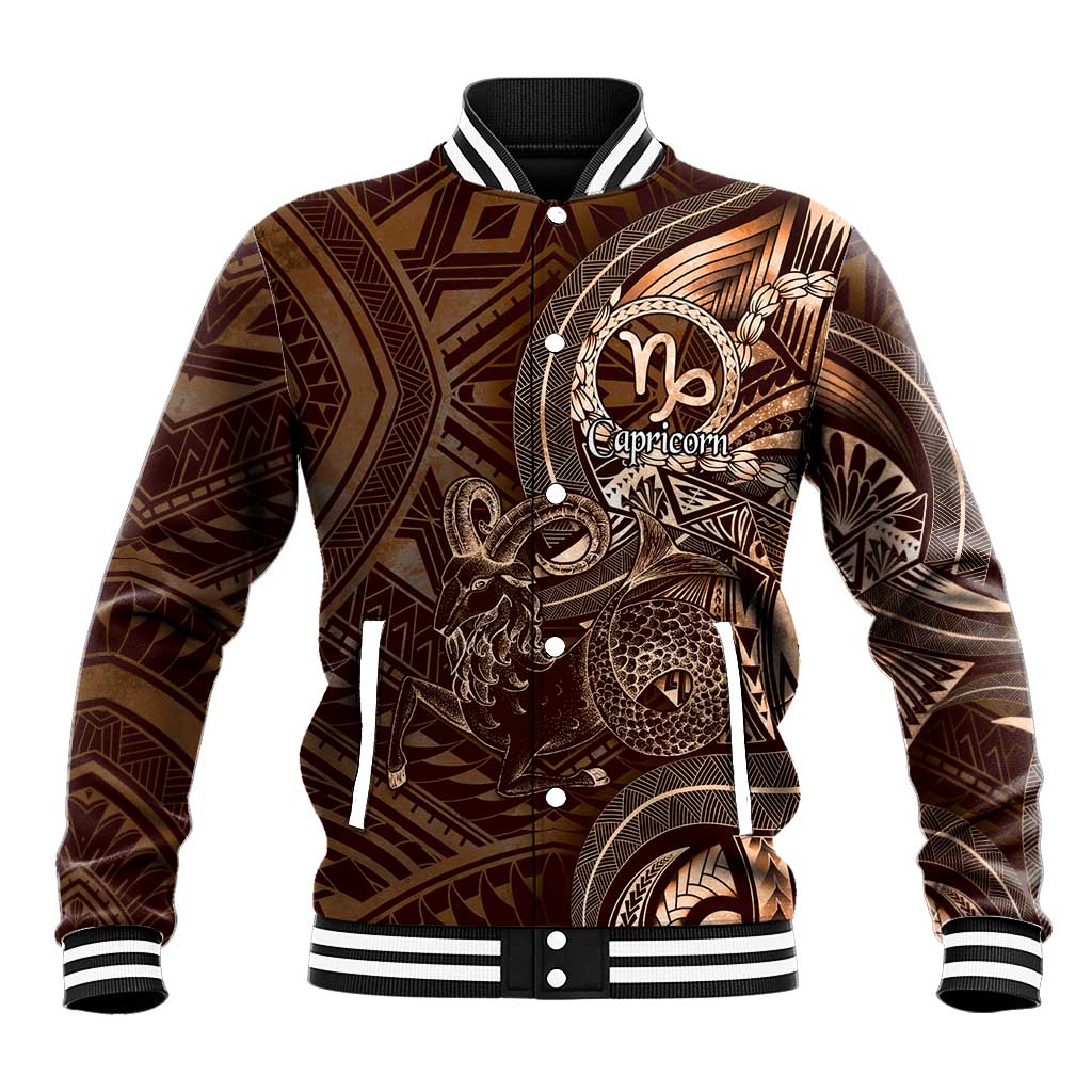 Personalised Polynesia Zodiac Capricorn Baseball Jacket Galaxy Polynesian Pattern Chest Tattoo Style