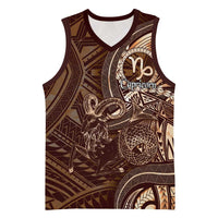 Personalised Polynesia Zodiac Capricorn Basketball Jersey Galaxy Polynesian Pattern Chest Tattoo Style