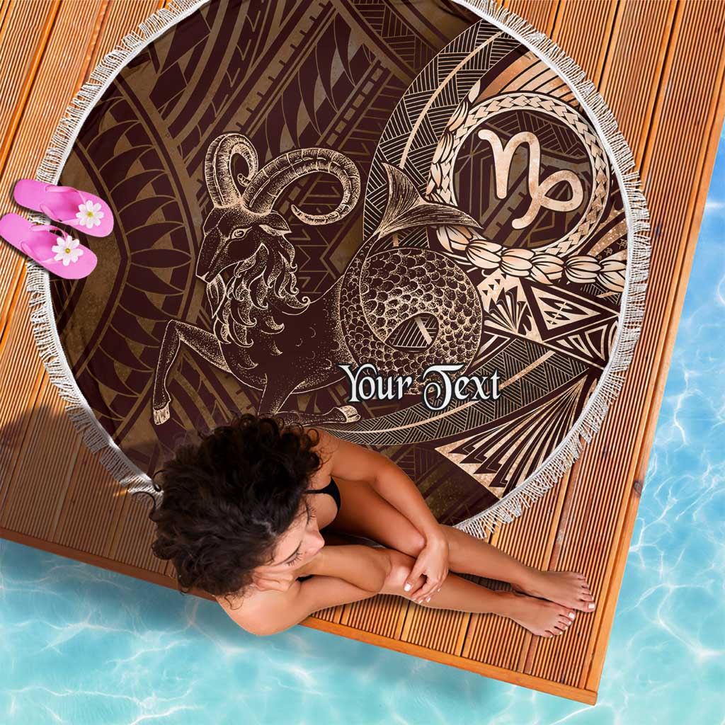 Personalised Polynesia Zodiac Capricorn Beach Blanket Galaxy Polynesian Pattern Chest Tattoo Style