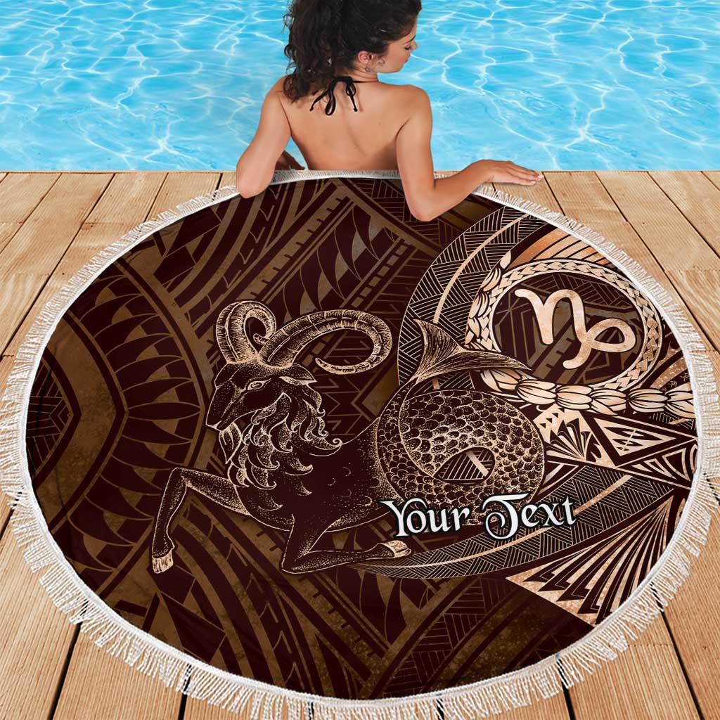 Personalised Polynesia Zodiac Capricorn Beach Blanket Galaxy Polynesian Pattern Chest Tattoo Style