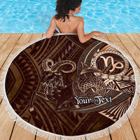Personalised Polynesia Zodiac Capricorn Beach Blanket Galaxy Polynesian Pattern Chest Tattoo Style