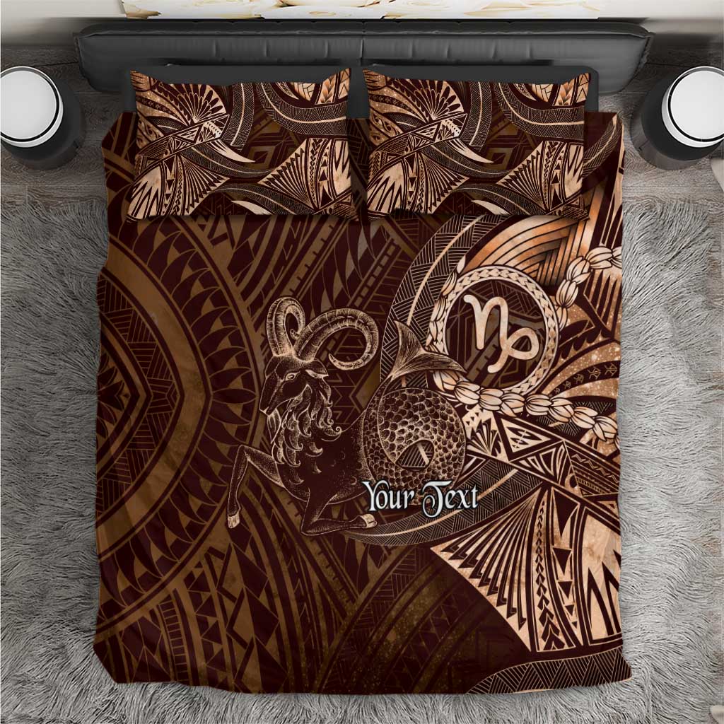 Personalised Polynesia Zodiac Capricorn Bedding Set Galaxy Polynesian Pattern Chest Tattoo Style
