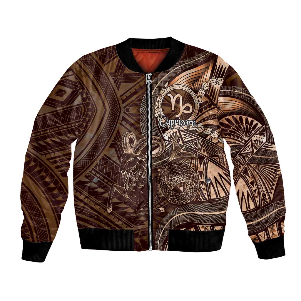 Personalised Polynesia Zodiac Capricorn Bomber Jacket Galaxy Polynesian Pattern Chest Tattoo Style