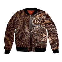 Personalised Polynesia Zodiac Capricorn Bomber Jacket Galaxy Polynesian Pattern Chest Tattoo Style