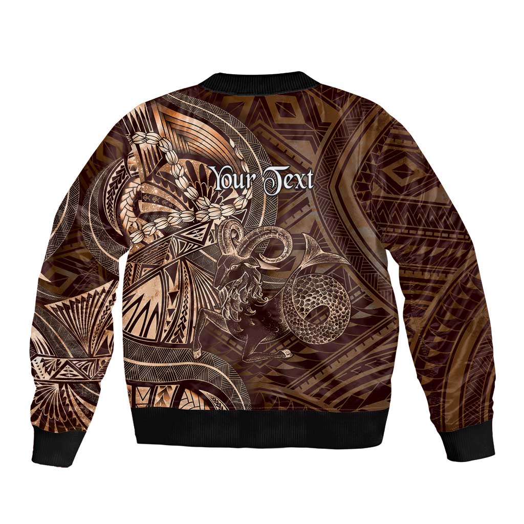 Personalised Polynesia Zodiac Capricorn Bomber Jacket Galaxy Polynesian Pattern Chest Tattoo Style