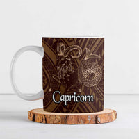 Personalised Polynesia Zodiac Capricorn Ceramic Mug Galaxy Polynesian Pattern Chest Tattoo Style LT14 Brown - Polynesian Pride