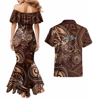 Personalised Polynesia Zodiac Capricorn Couples Matching Mermaid Dress and Hawaiian Shirt Galaxy Polynesian Pattern Chest Tattoo Style LT14 - Polynesian Pride