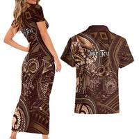 Personalised Polynesia Zodiac Capricorn Couples Matching Short Sleeve Bodycon Dress and Hawaiian Shirt Galaxy Polynesian Pattern Chest Tattoo Style LT14 - Polynesian Pride