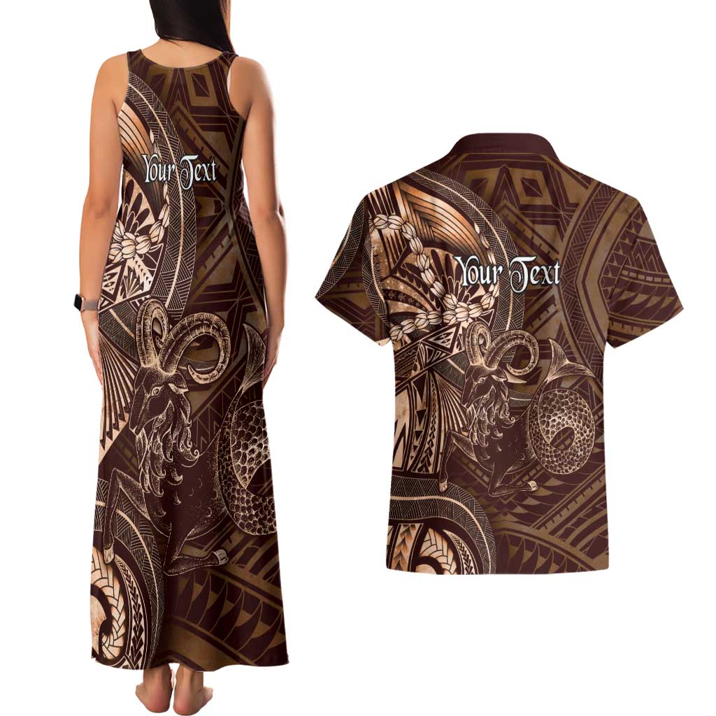 Personalised Polynesia Zodiac Capricorn Couples Matching Tank Maxi Dress and Hawaiian Shirt Galaxy Polynesian Pattern Chest Tattoo Style LT14 - Polynesian Pride
