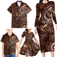 Personalised Polynesia Zodiac Capricorn Family Matching Long Sleeve Bodycon Dress and Hawaiian Shirt Galaxy Polynesian Pattern Chest Tattoo Style LT14 - Polynesian Pride