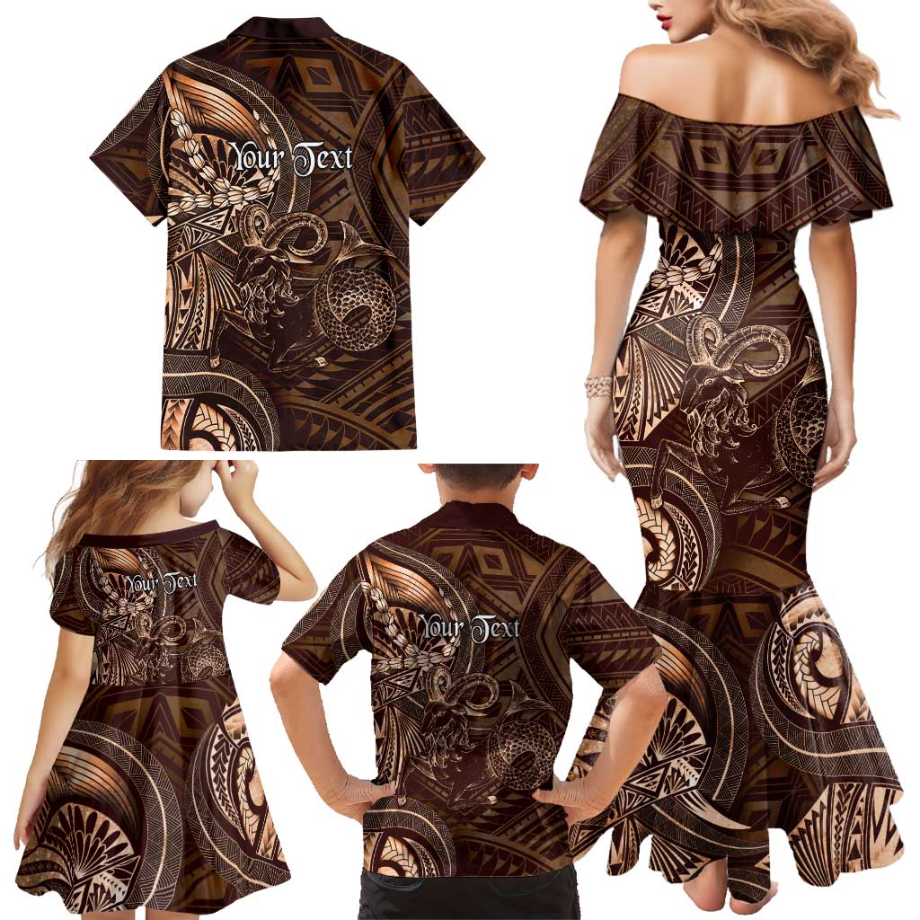 Personalised Polynesia Zodiac Capricorn Family Matching Mermaid Dress and Hawaiian Shirt Galaxy Polynesian Pattern Chest Tattoo Style LT14 - Polynesian Pride
