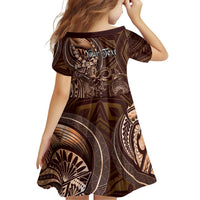 Personalised Polynesia Zodiac Capricorn Family Matching Off The Shoulder Long Sleeve Dress and Hawaiian Shirt Galaxy Polynesian Pattern Chest Tattoo Style