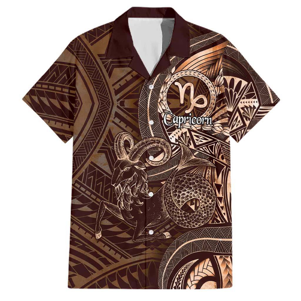Personalised Polynesia Zodiac Capricorn Family Matching Off The Shoulder Long Sleeve Dress and Hawaiian Shirt Galaxy Polynesian Pattern Chest Tattoo Style