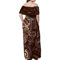 Personalised Polynesia Zodiac Capricorn Family Matching Off Shoulder Maxi Dress and Hawaiian Shirt Galaxy Polynesian Pattern Chest Tattoo Style LT14 - Polynesian Pride